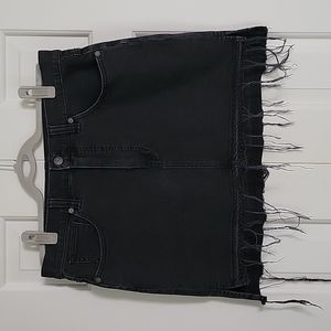 Madewell Womensblack denim raw step-hem mini skirt sz 32 waist (see descripti…